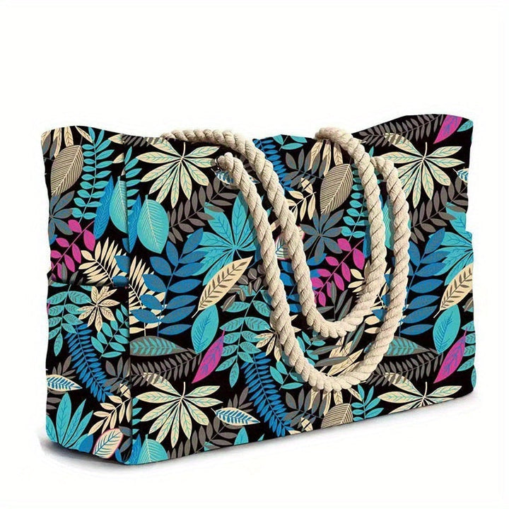 Gestreifte Strandtasche mit großer Kapazität – Robustes Polyester mit Reißverschluss