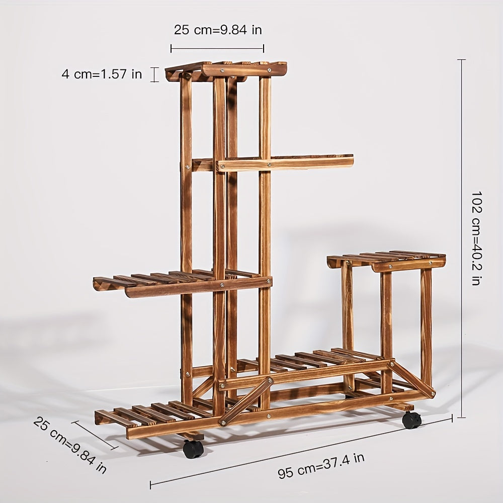 6-Tier Wooden Plant Stand – Carbonised Finish