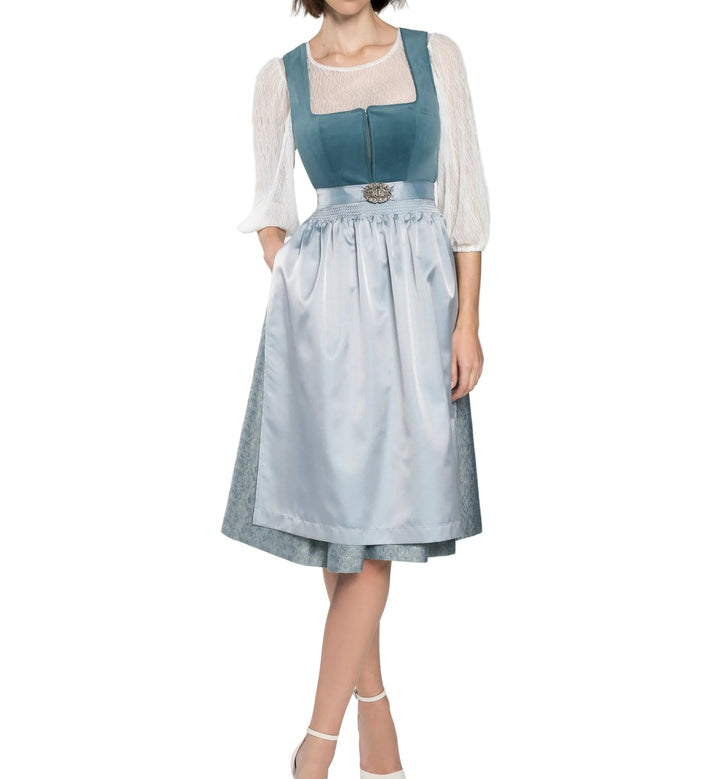 Women's Dirndl Set with Stand-Collar Blouse and Skirt