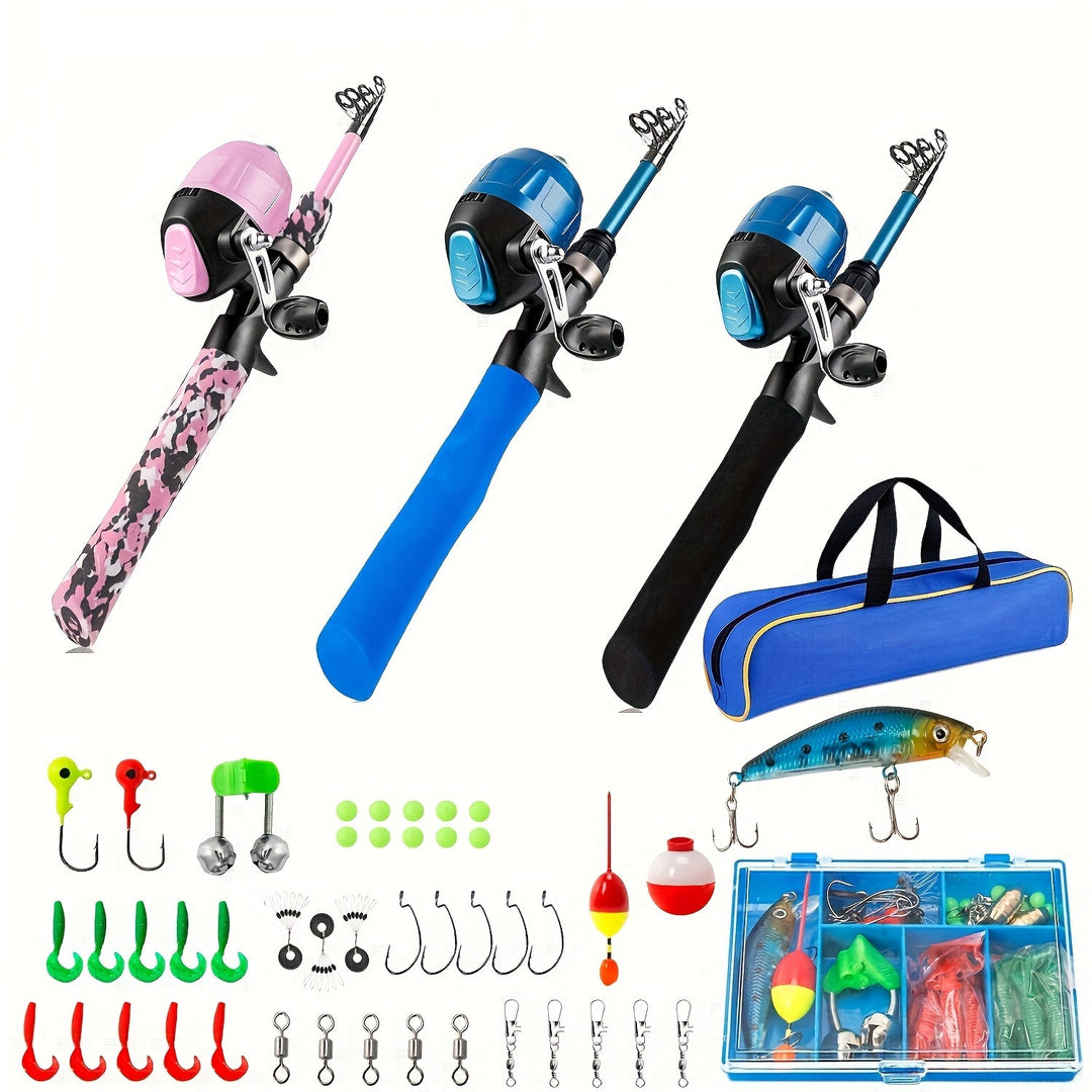 Complete Telescopic Fishing Rod and Reel Set with Carry Bag and Tackle Box