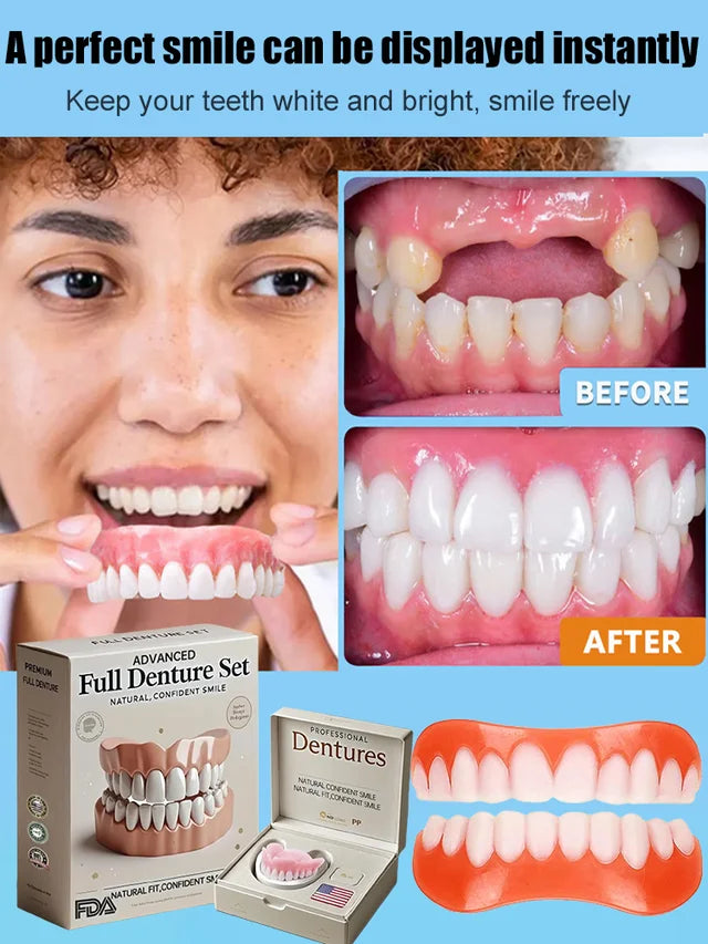 Flexible Denture Set for Upper and Lower Jaw – Reusable and Custom-Fit