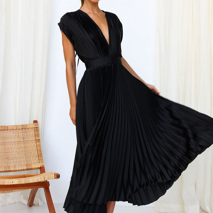 Women's Elegant V-Neck Dress | Sleeveless