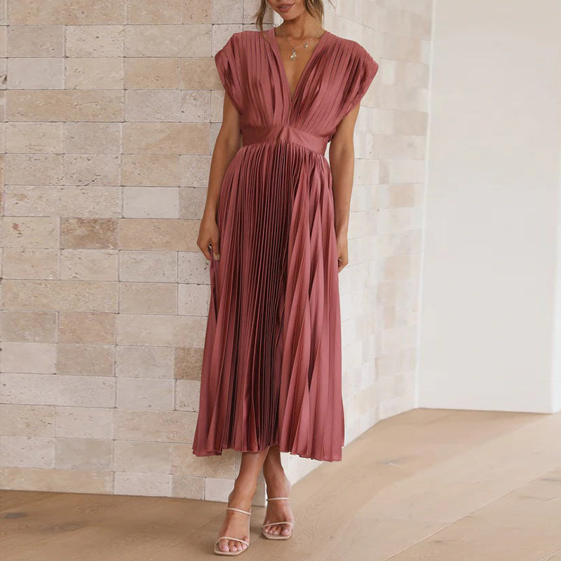Women's Elegant V-Neck Dress | Sleeveless