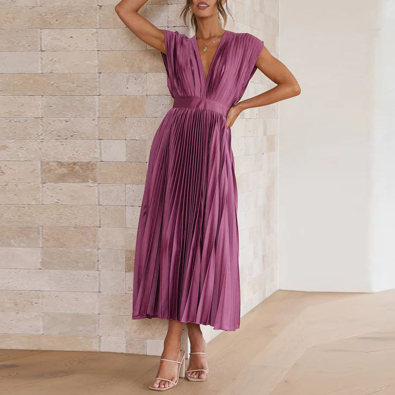 Women's Elegant V-Neck Dress | Sleeveless