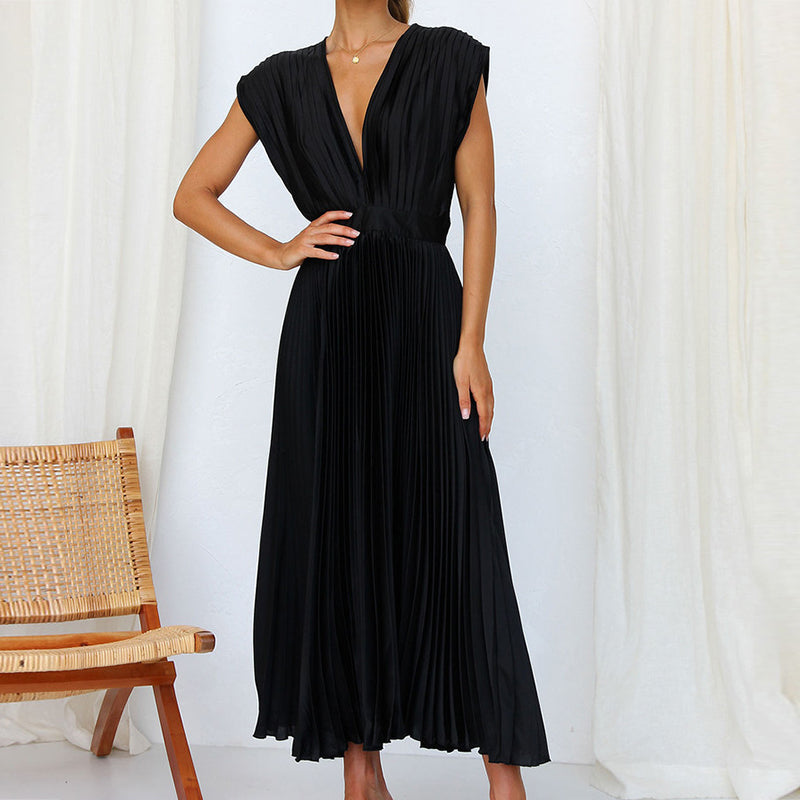 Women's Elegant V-Neck Dress | Sleeveless