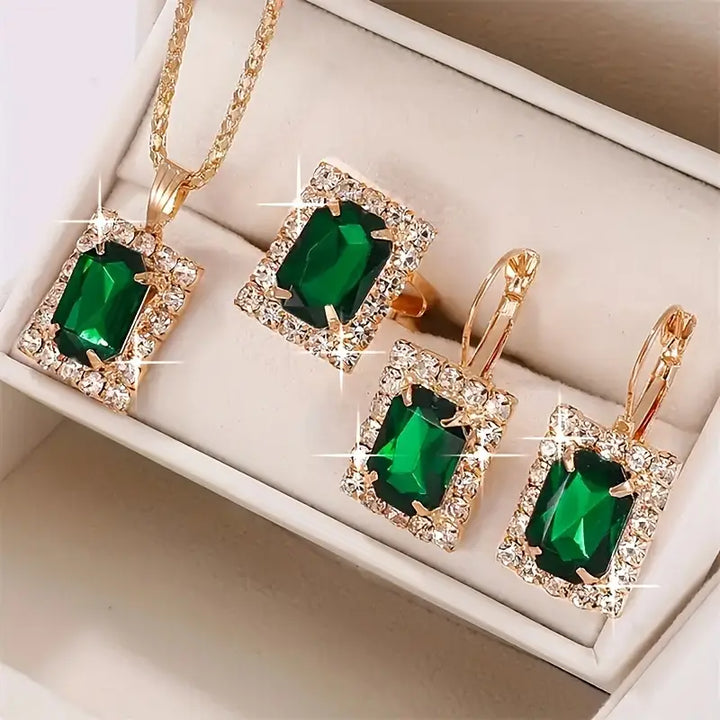 Elegant White Gold Necklace with Subtle Green Cubic Zirconia