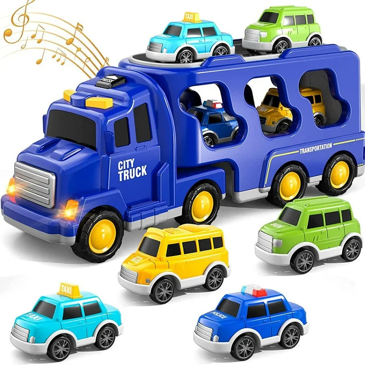 City Toy Carrier with Light and Sound Effects – Includes Vehicles