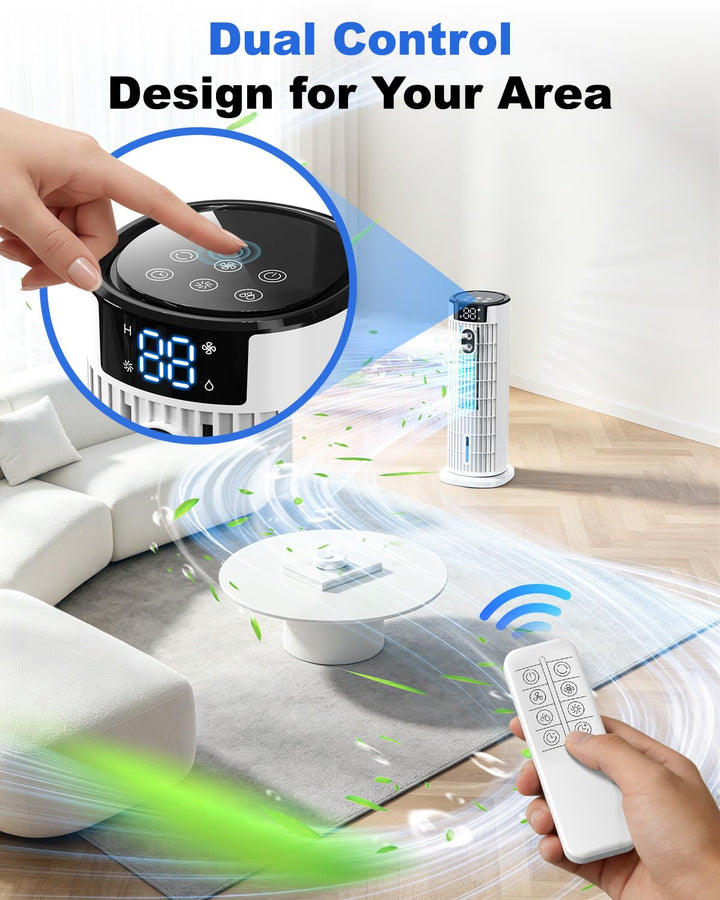 Portable 4-in-1 air cooler with remote control and timer