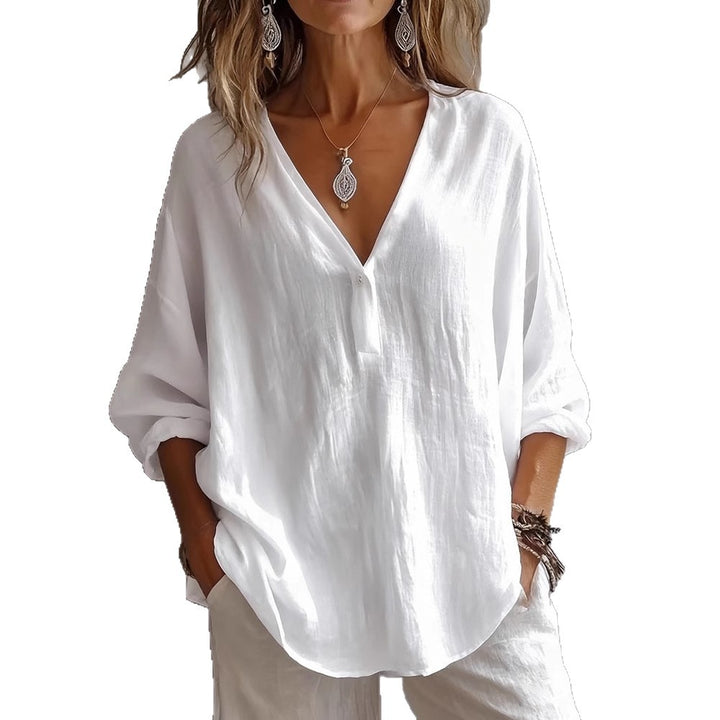 Womens Casual Loose Fashion Solid Color Long-Sleeve Top