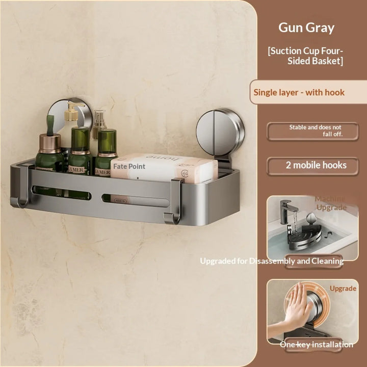 Luxury suction cup bathroom shelf without drilling