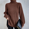 Women’s Turtleneck Split Design Pullover Sweater