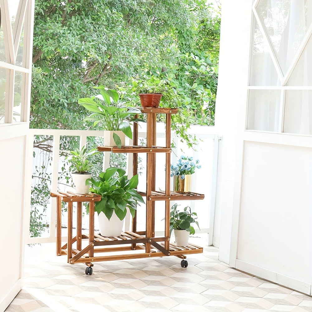 6-Tier Wooden Plant Stand – Carbonised Finish