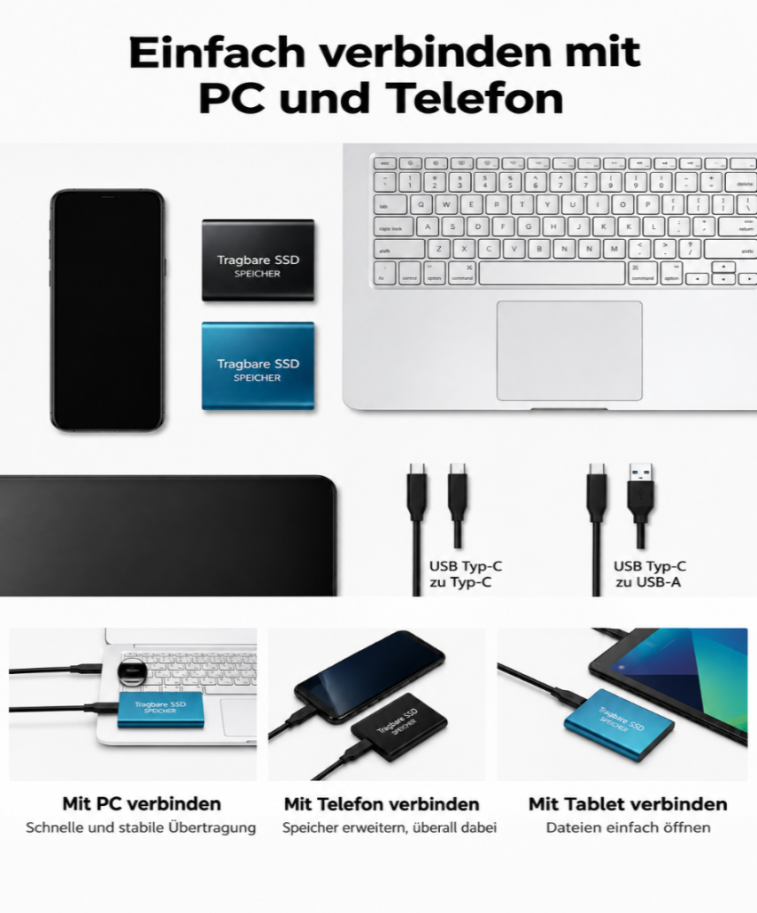 External 128 TB SSD – compact, fast and portable