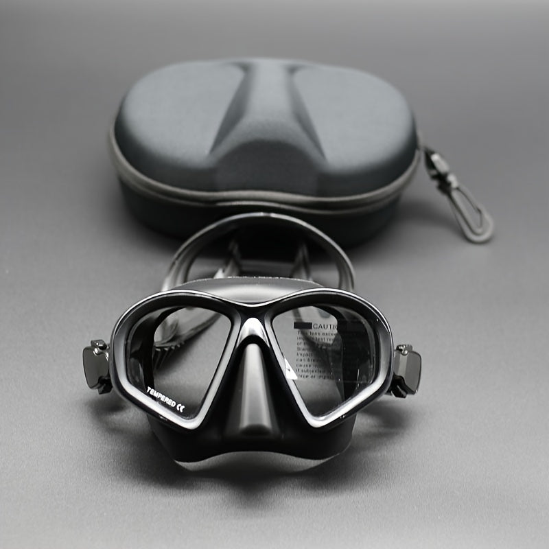 Gehärtete Tauchmaske mit Tasche - Taucherbrille mit Antifog und Kamerahalterung