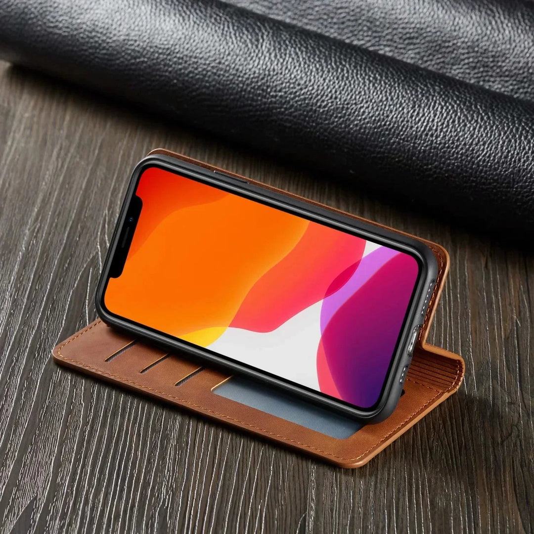 Premium Leather Magnetic iPhone Case for Men and Women
