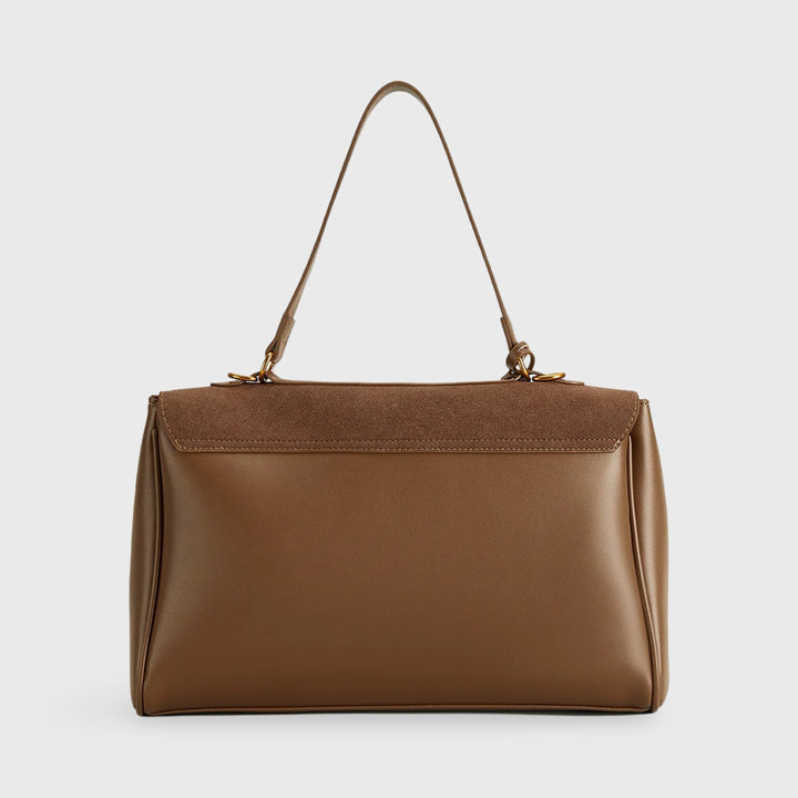 Luxury Suede Shoulder Bag with Vegan Leather Details