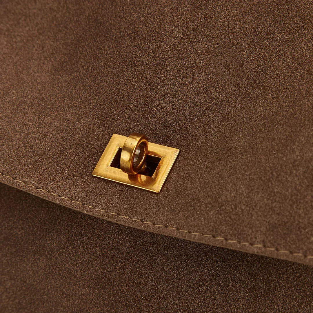 Luxury Suede Shoulder Bag with Vegan Leather Details