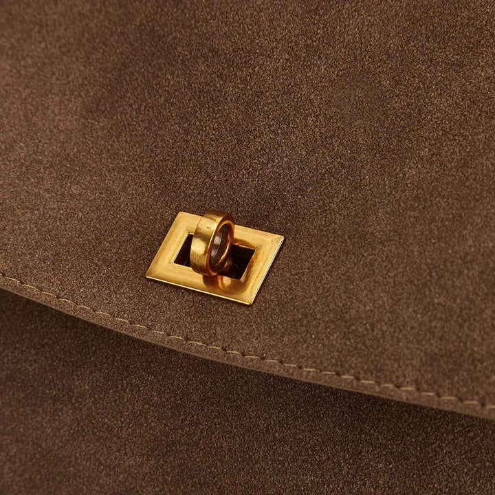 Luxury Suede Shoulder Bag with Vegan Leather Details