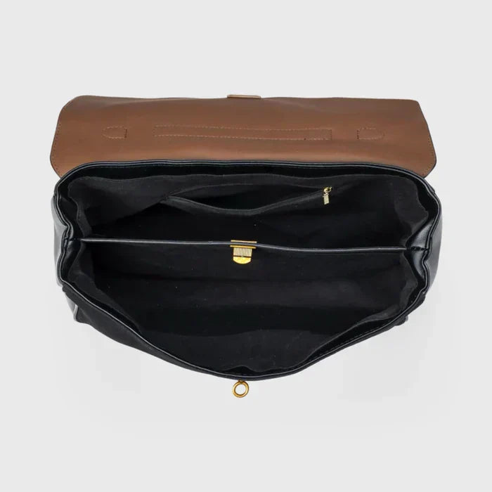 Luxury Suede Shoulder Bag with Vegan Leather Details