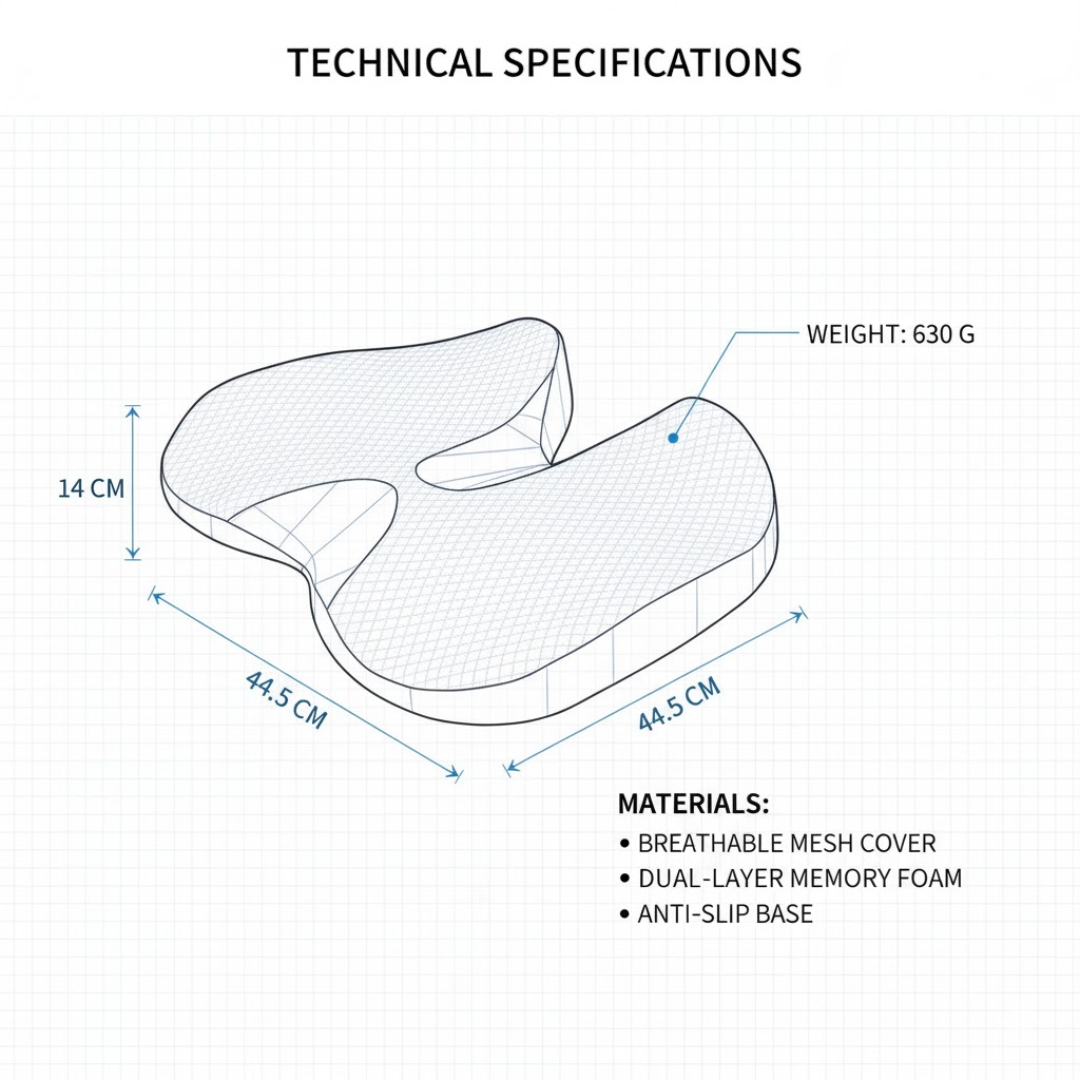 ErgoSit | Pain-Relieving Seat Cushion for Extended Use