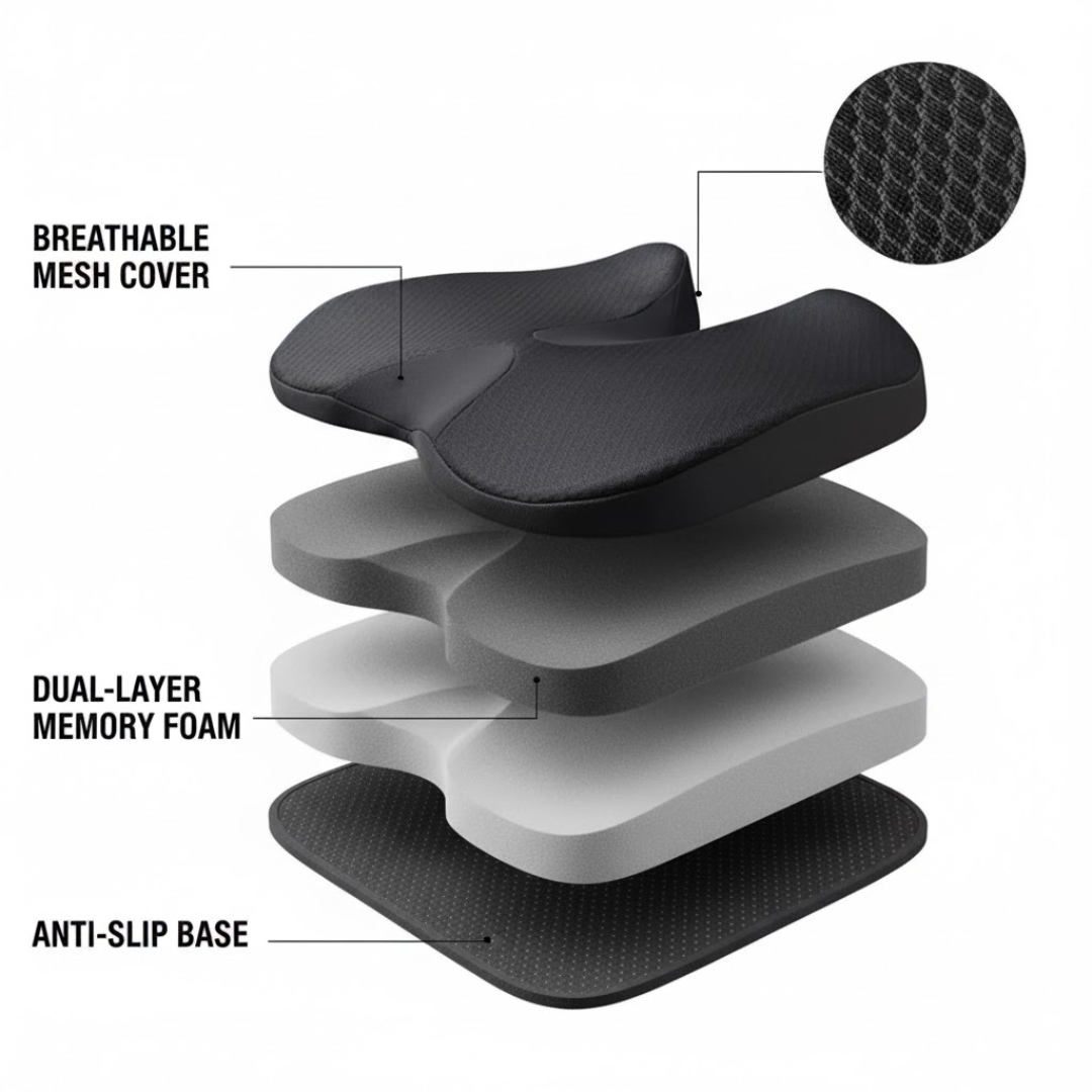 ErgoSit | Pain-Relieving Seat Cushion for Extended Use