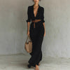 Women’s Elegant Irregular Shirt Dress with Belt