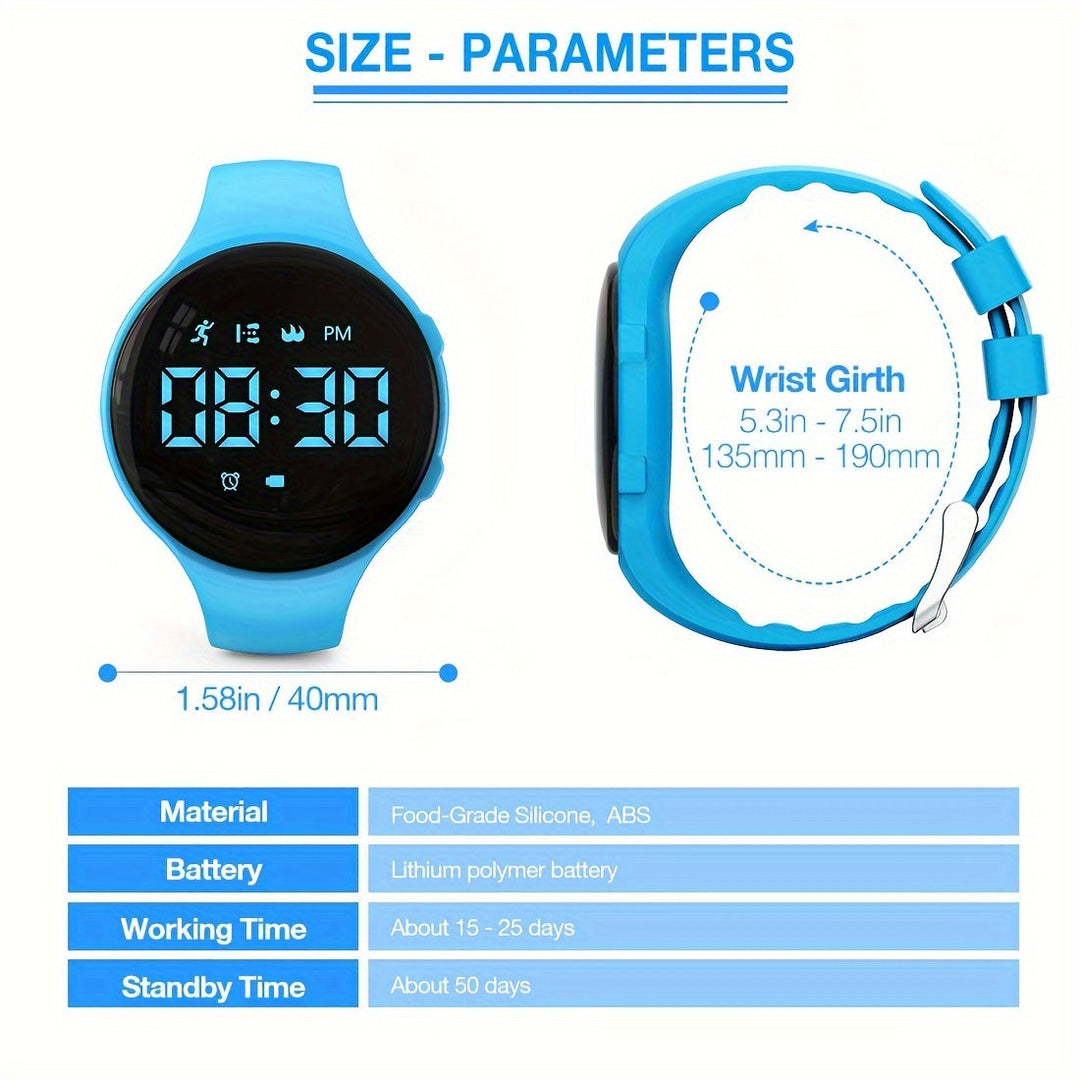 Digital LED Watch with Step Counter and Vibrating Alarm – Fitness Tracker for Children