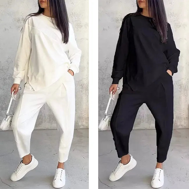 Two-piece set: casual long-sleeved sweatshirt and joggers