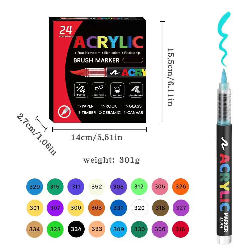 Direct-liquid Acrylic Soft-tip Black Rod Opaque Layerable Coloring Pen