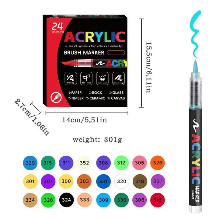 Direct-liquid Acrylic Soft-tip Black Rod Opaque Layerable Coloring Pen