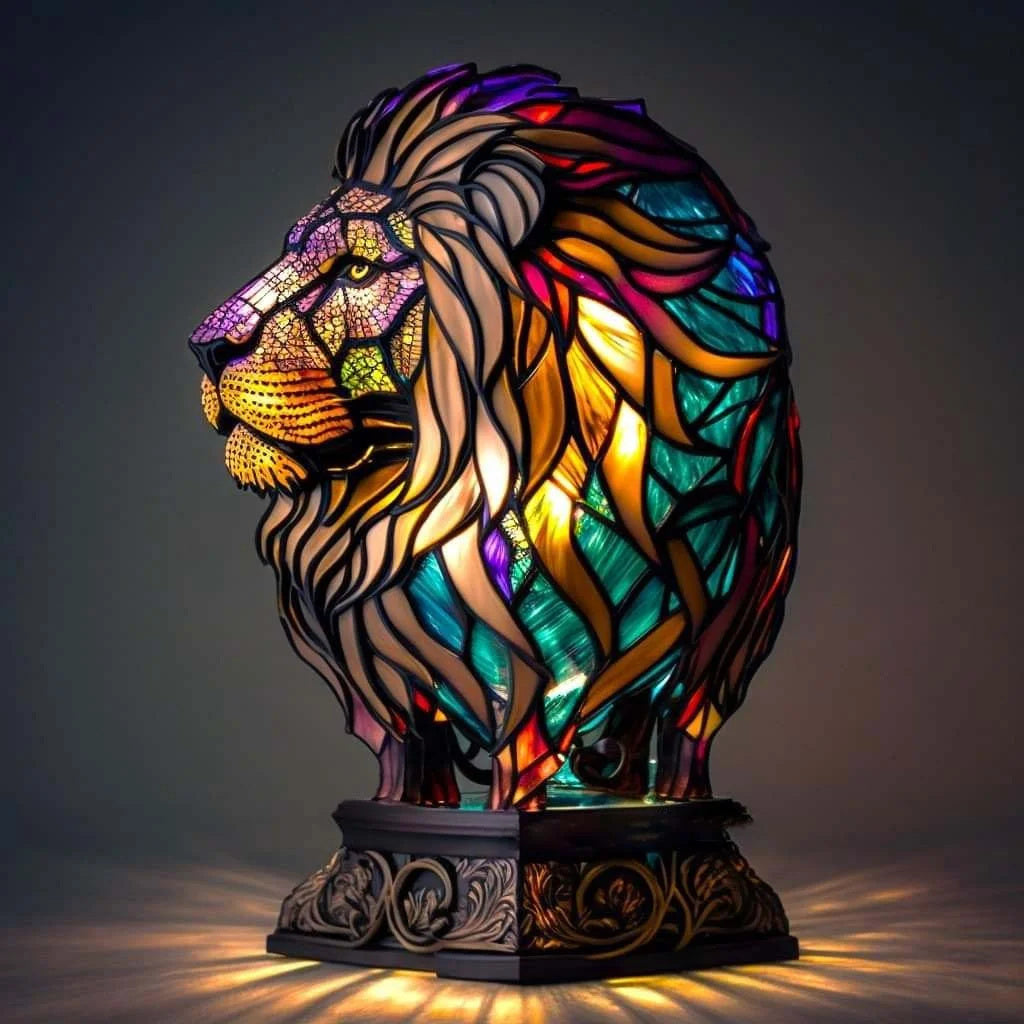 VitraGlow Handmade Glass Ornament | Elegant Resin and Glass Table Lamp with Vibrant Artistic Patterns