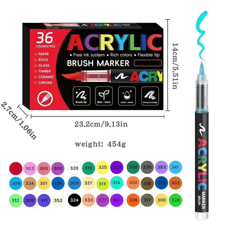 Direct-liquid Acrylic Soft-tip Black Rod Opaque Layerable Coloring Pen