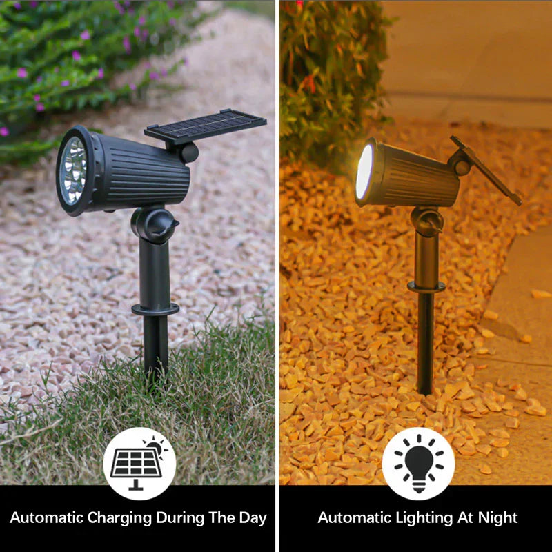LED Garden Spotlight with Solar Panel and Dusk Sensor