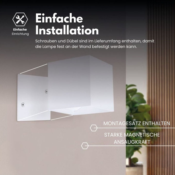 Wireless Wall Lamp for Indoor and Outdoor Use | LED Lamp with Battery and Sensor | GlowCube