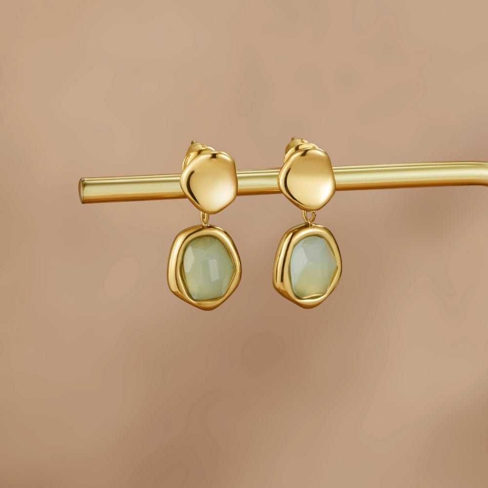 Gold Aquamarine Earrings