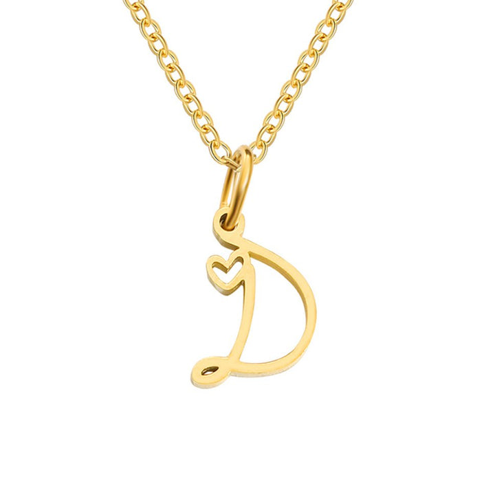 Gold Letter Heart Necklace
