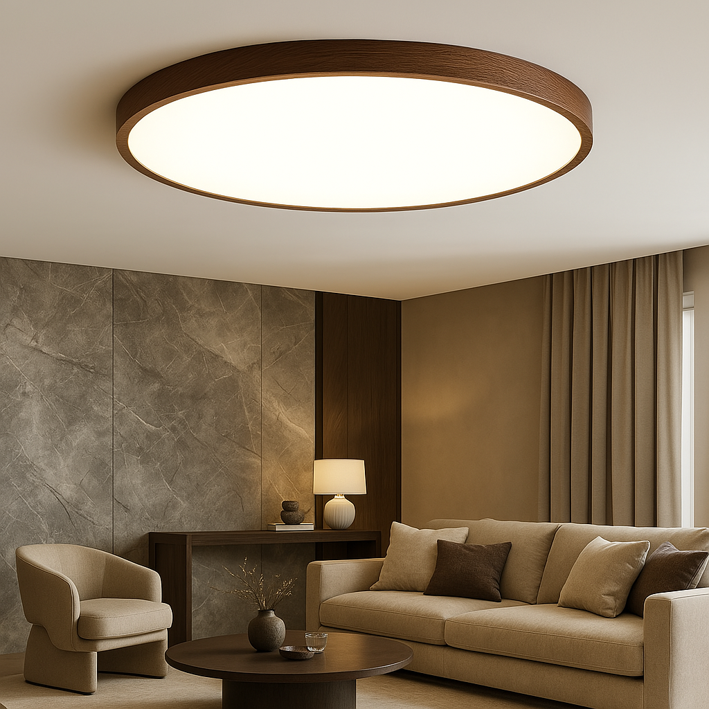 Deckenlampe aus Dunklem Holz