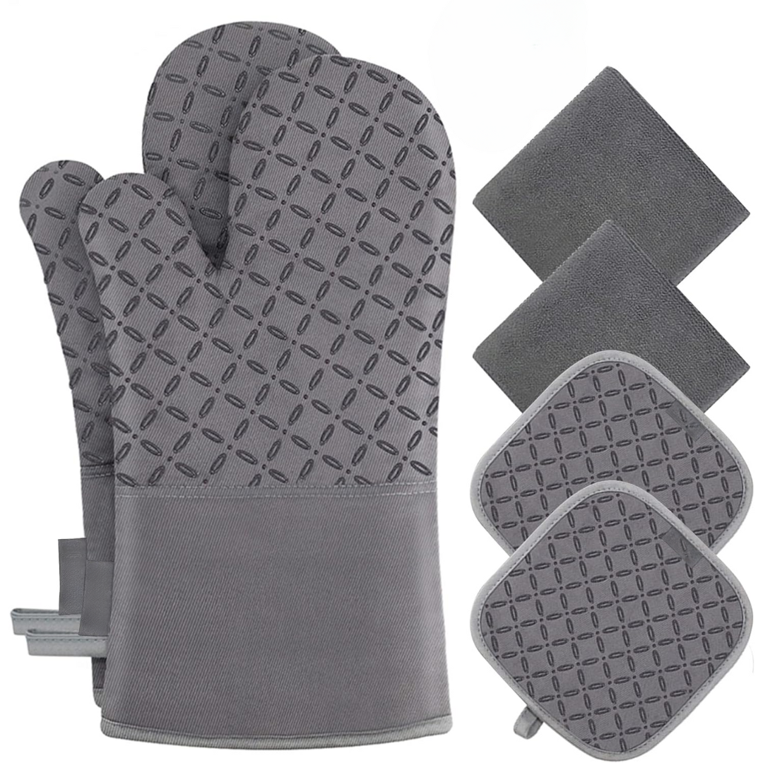 6-Piece Heat-Resistant Oven Glove and Pot Holder Set