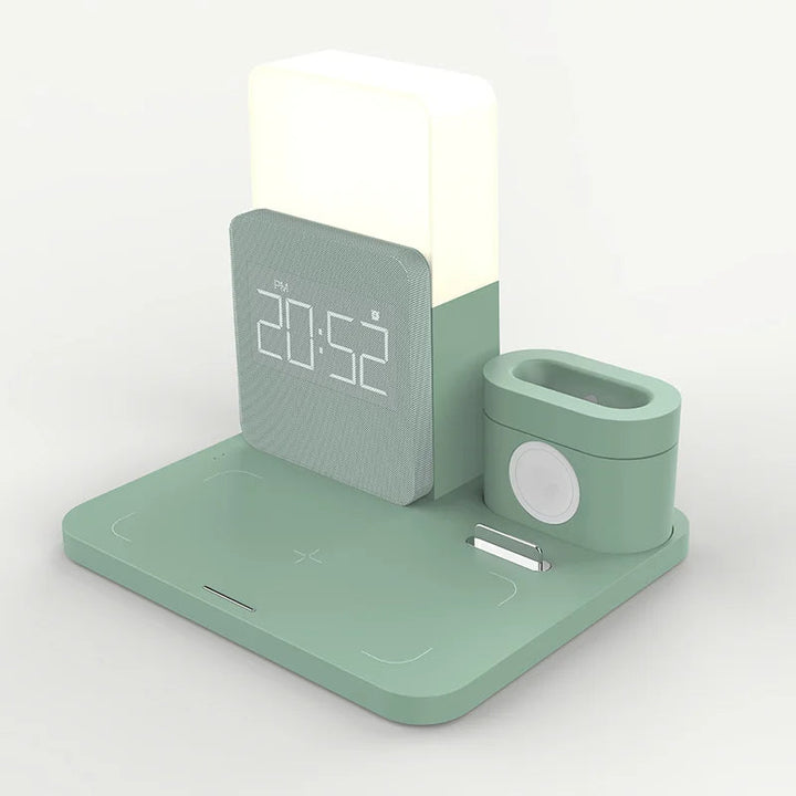 Multi-Function Wireless Charging Station – Includes Lamp and Alarm Clock