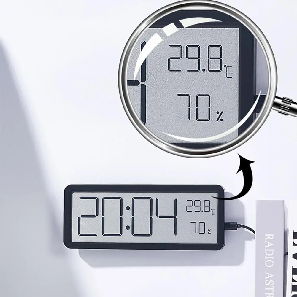 Large Digital Wall Clock - LED with Temperature