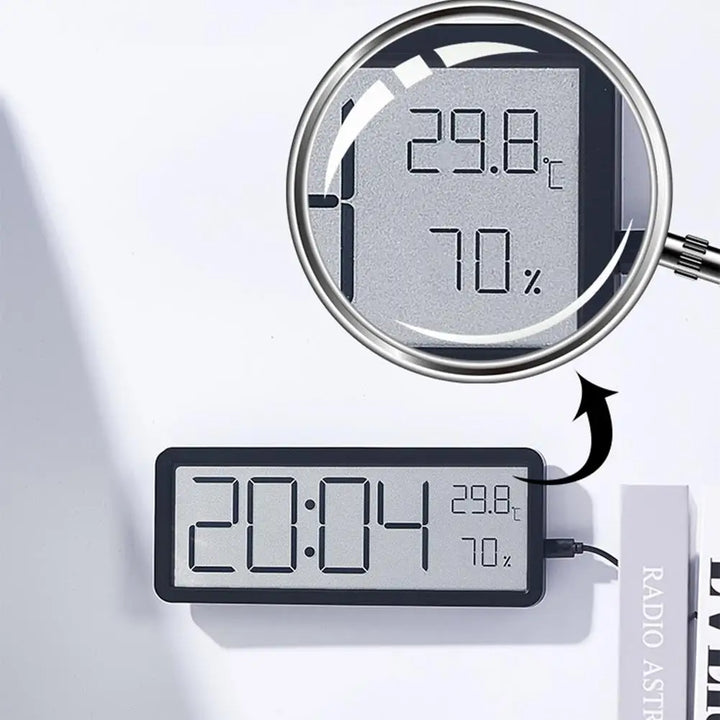 Large Digital Wall Clock - LED with Temperature