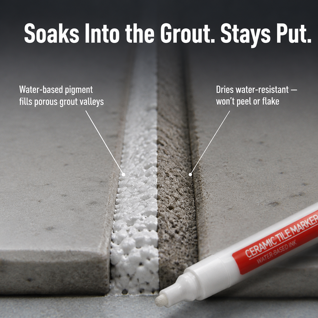 Grout Restoration Pen – Covers Discoloured Grout in Minutes