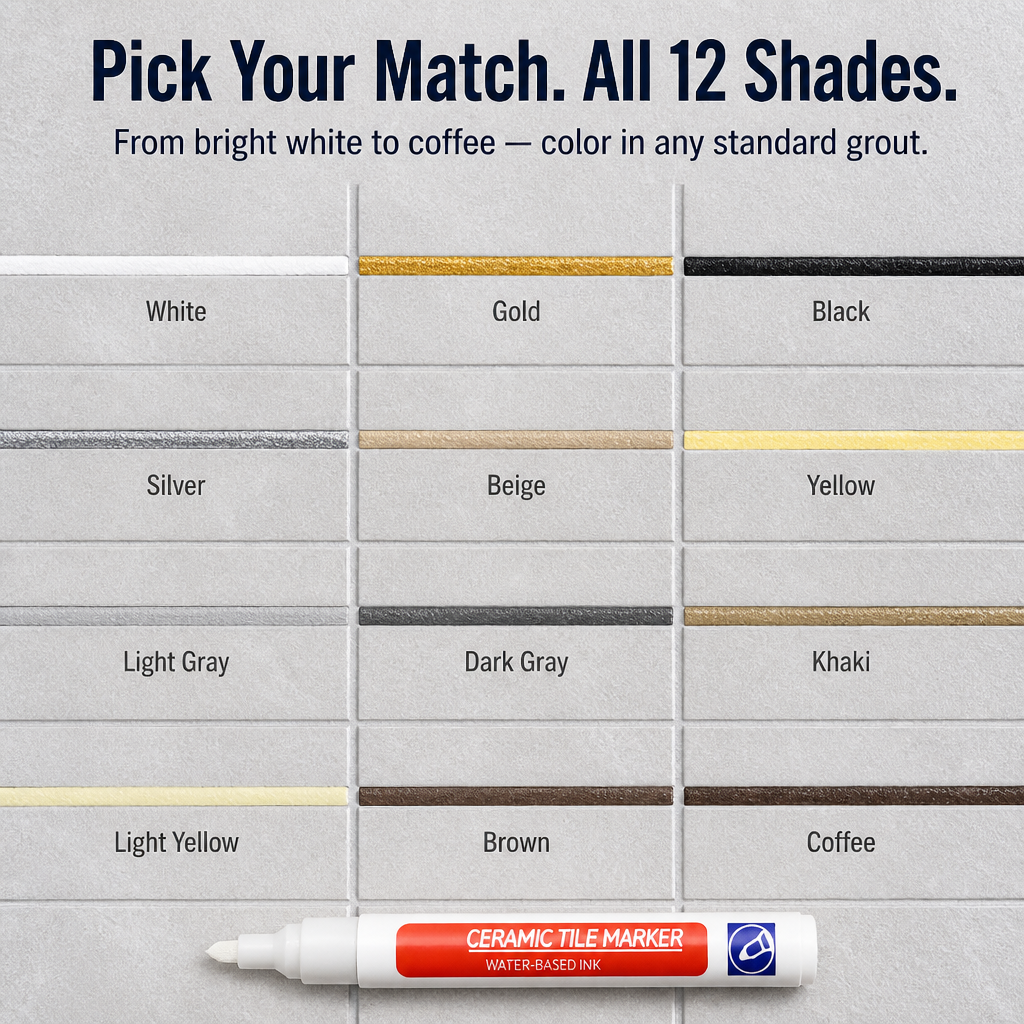 Grout Restoration Pen – Covers Discoloured Grout in Minutes