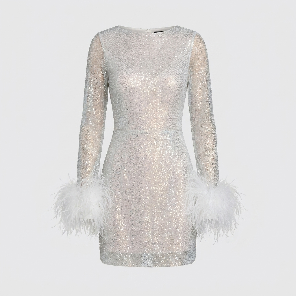 Round Neck Mini Dress with Fitted Waist