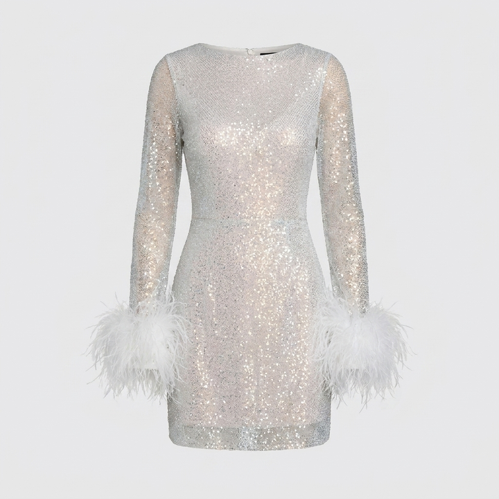 Round Neck Mini Dress with Fitted Waist