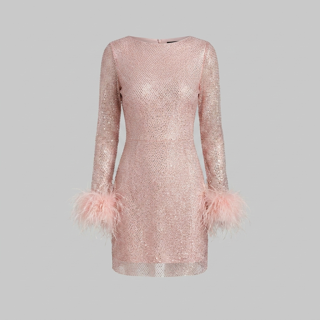 Round Neck Mini Dress with Fitted Waist