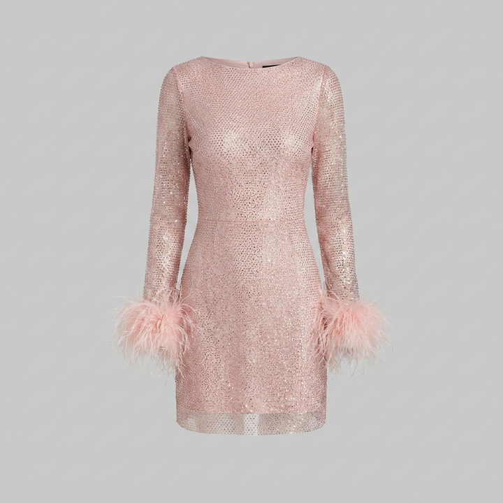 Round Neck Mini Dress with Fitted Waist