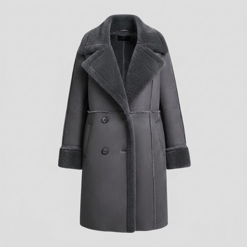 Timeless Lapel Collar Long Coat with Front Buttons for Women
