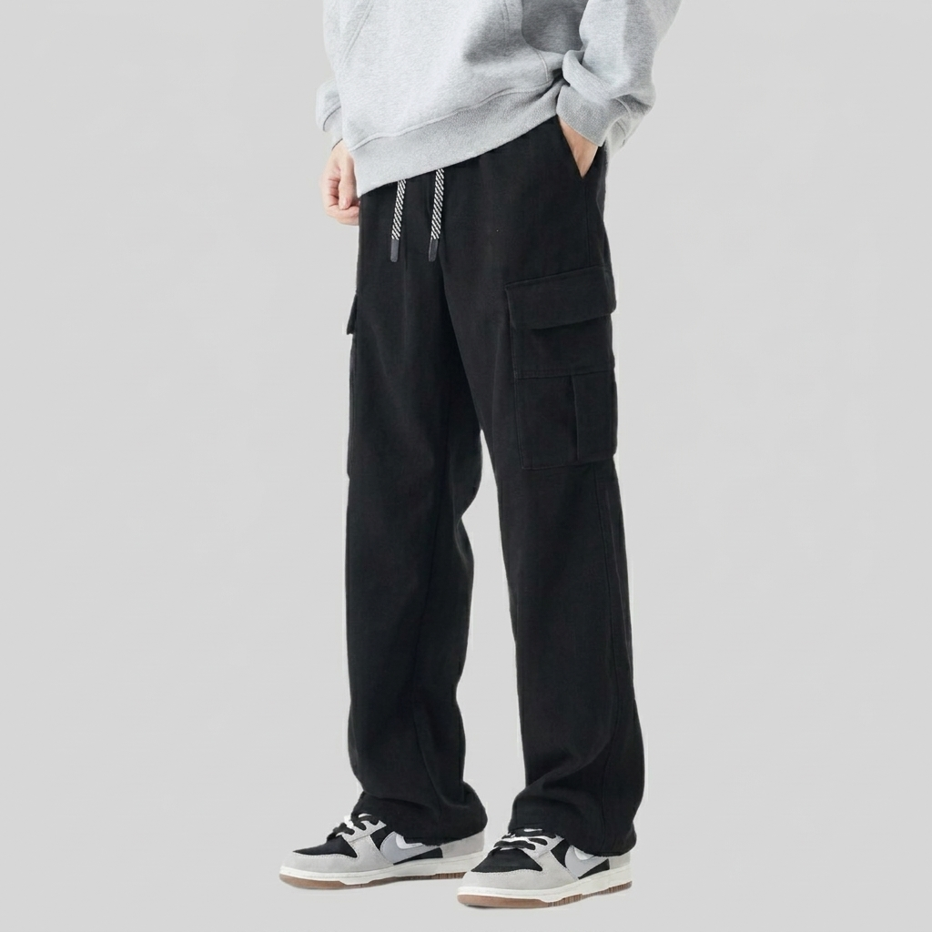 Comfortable Wide-Leg Corduroy Pants with Drawstring for Men