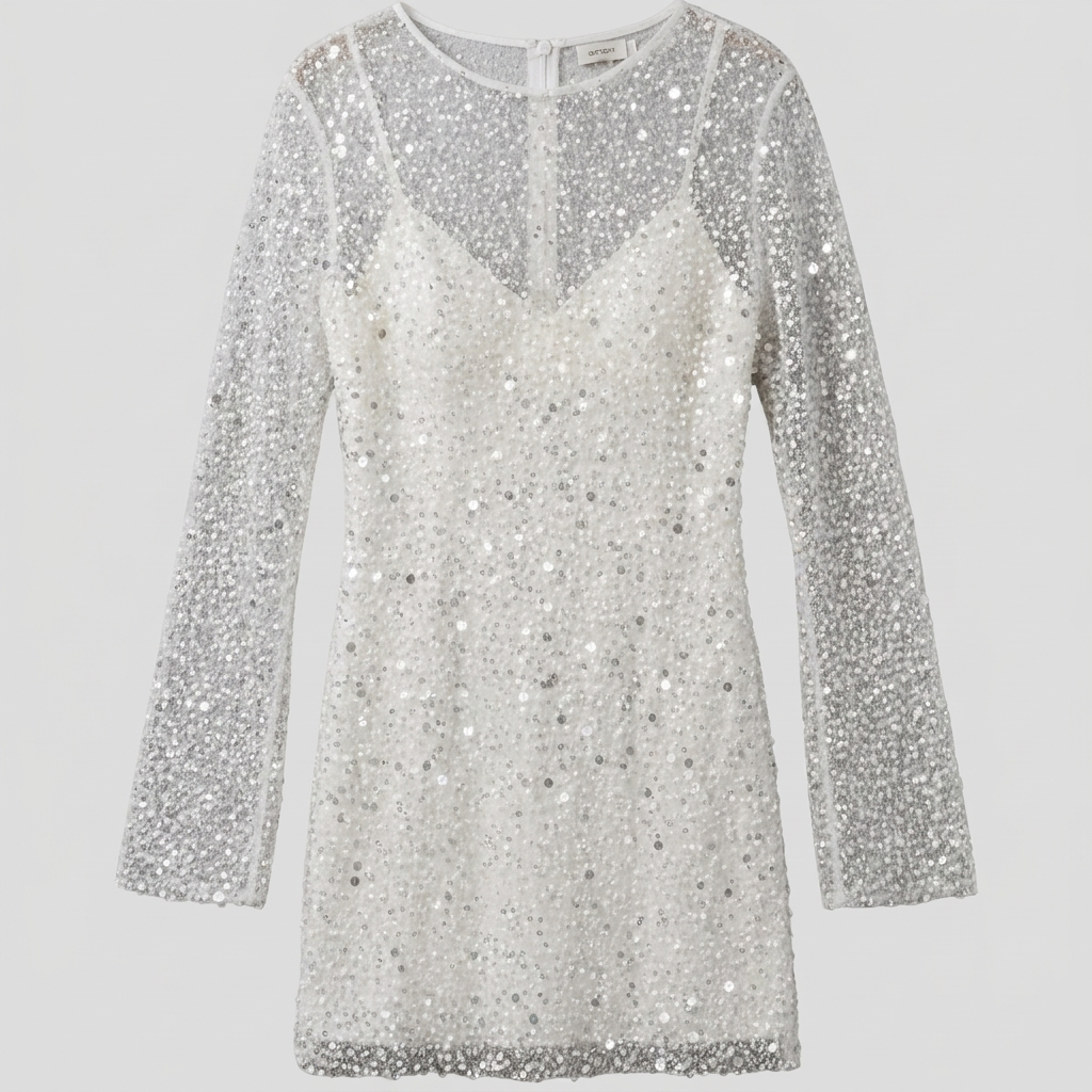 Flowy Mini Dress with Mesh Detail and Sleeveless Underdress